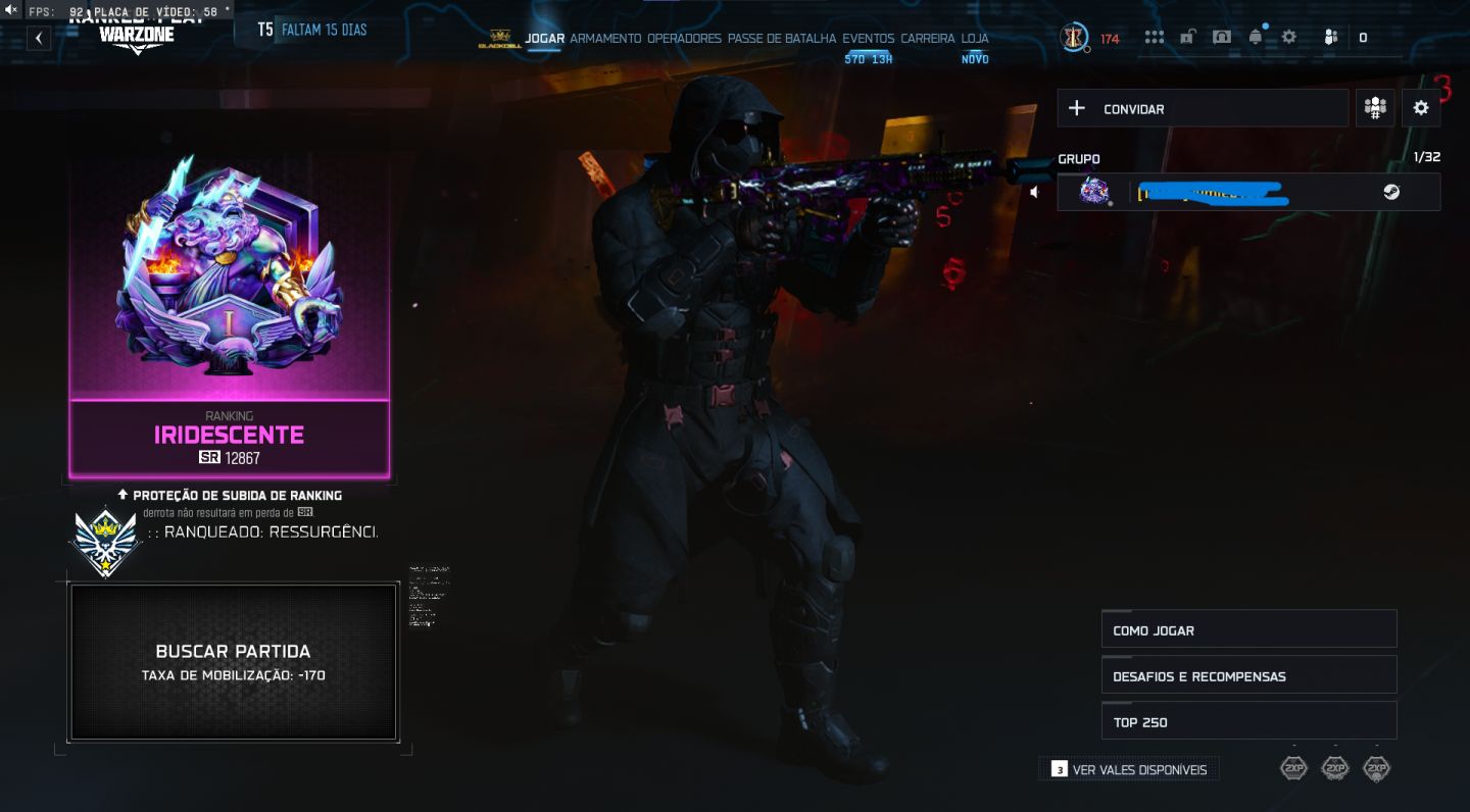 Conta Warzone Prestigio master iridescente