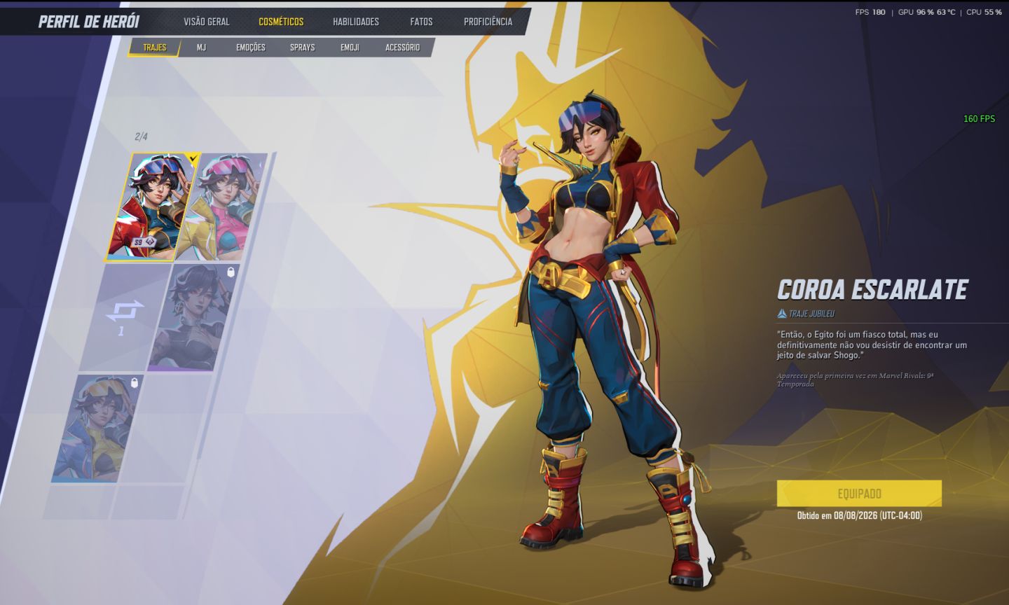 CONTA MARVEL RIVALS COM SKINS RARAS / LEVEL 20 COM 10 Skins