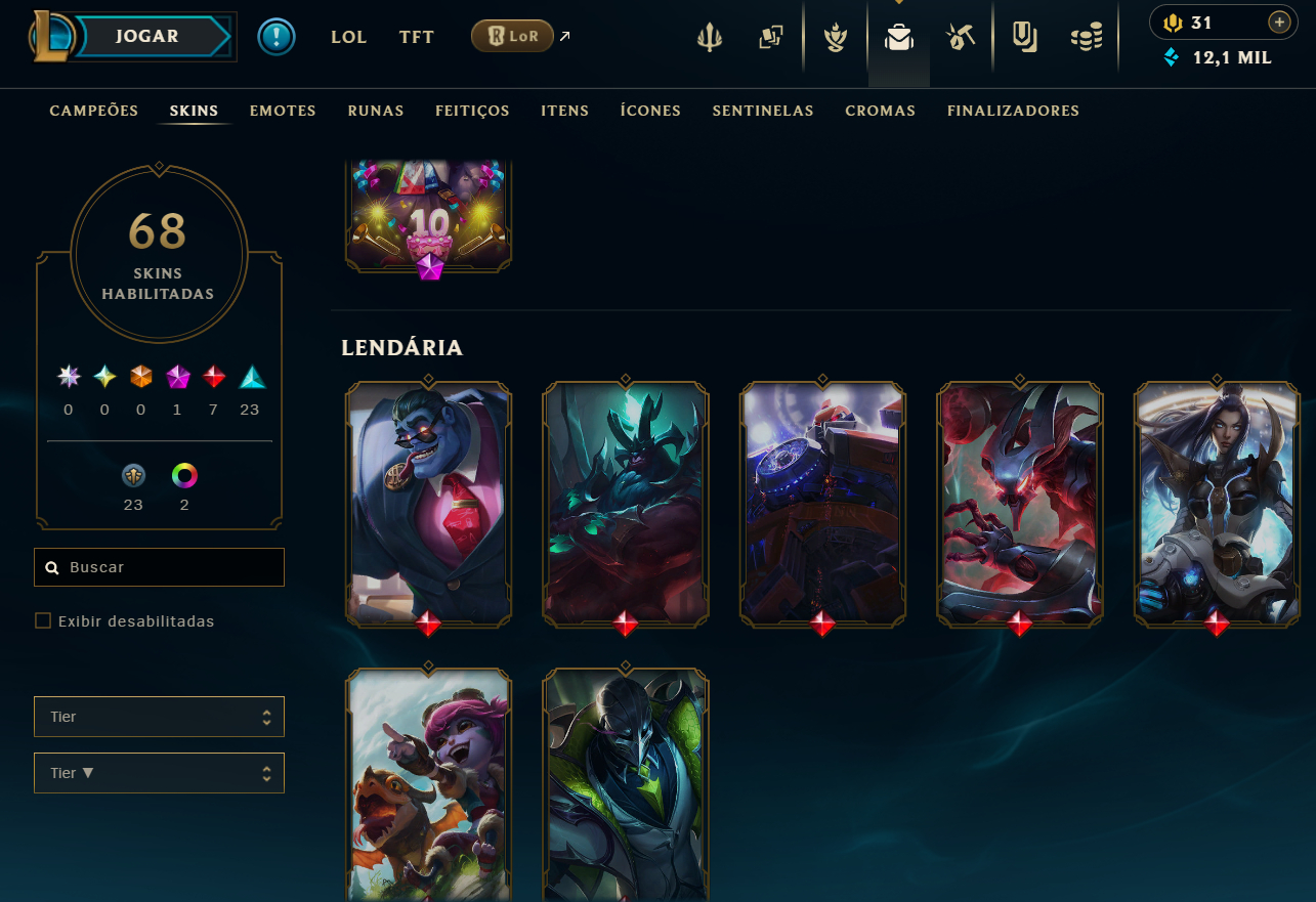 Conta com Valorant, Lol, tft e wild rift muitas skins em ambos