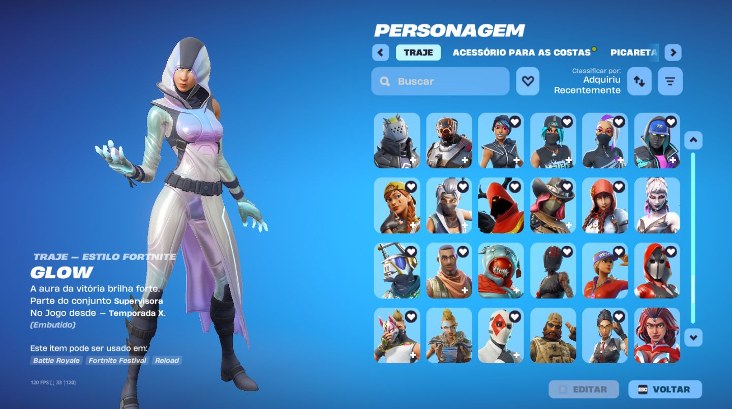 Conta Fortnite com 205 Skins Picareta Minty Axe/Glow/agente corrupto/ o ceifador