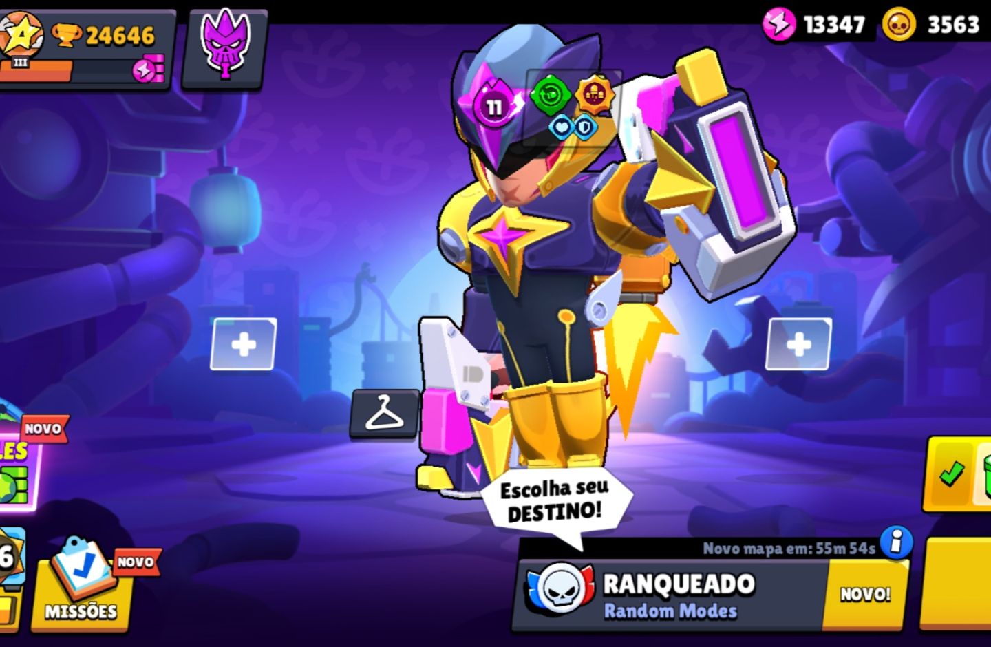 CONTA DE BRAWL STARS TOP bem gemada com várias skins