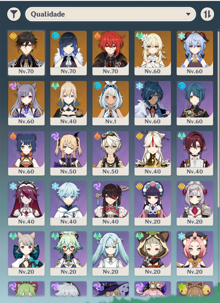 (CONTA GENSHIN IMPACT Conta AR45) Diluc,Yelan,Mualani,Zhongli,Ganyu,Keqing,Jean.