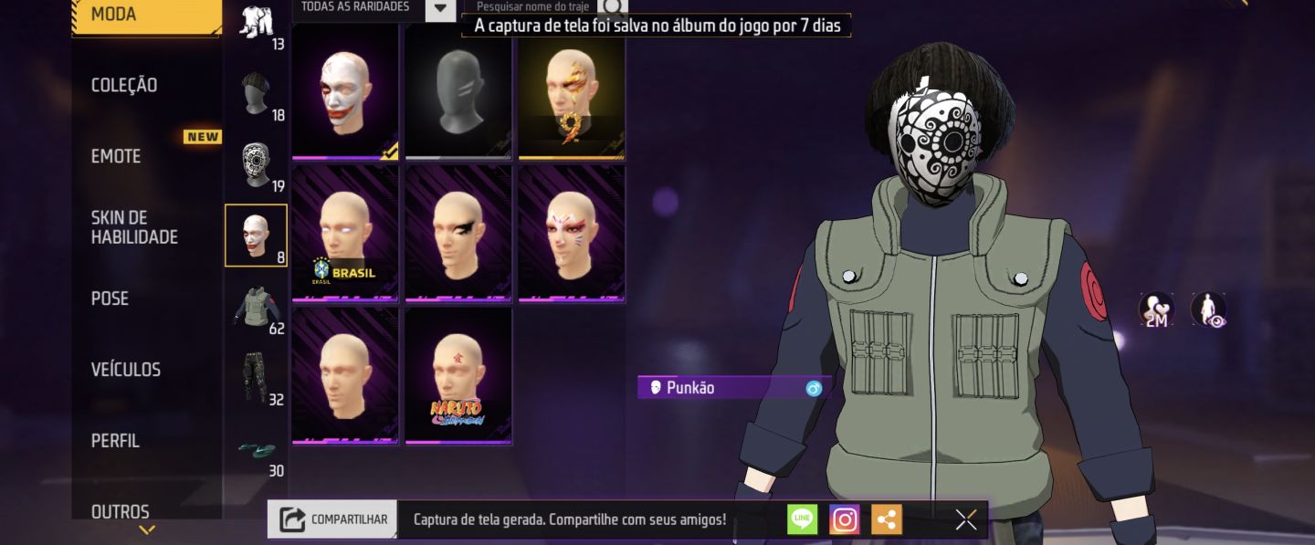CONTA FREE FIRE | KAKASHI + NARUTO | CAMISAS DE TIME | SELEÇÃO BRASILEIRA