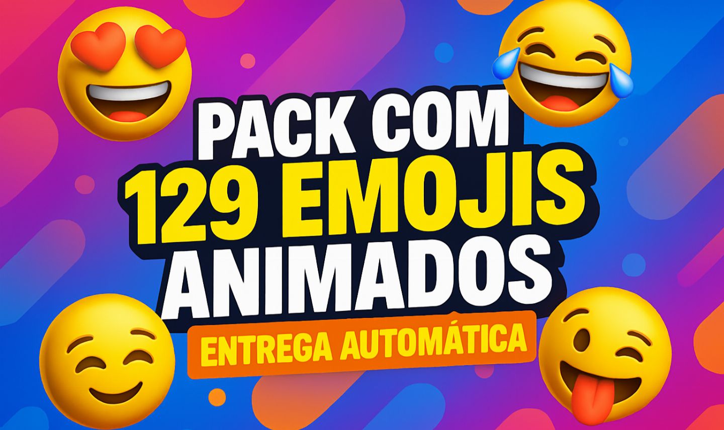 Pack com 129 Emojis Animados
