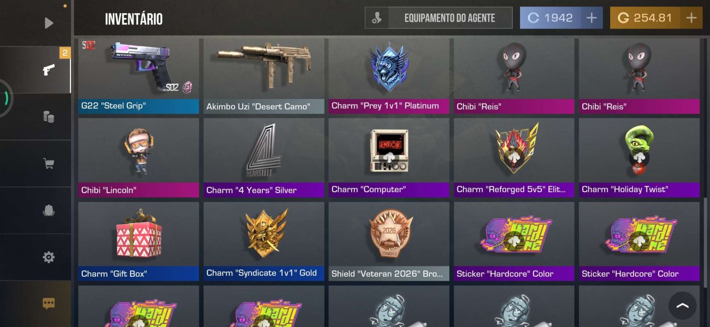 CONTA STANDOFF 2 - FACA MANTIS NEST + 2 LUVAS ARCANE + DIVERSAS SKINS