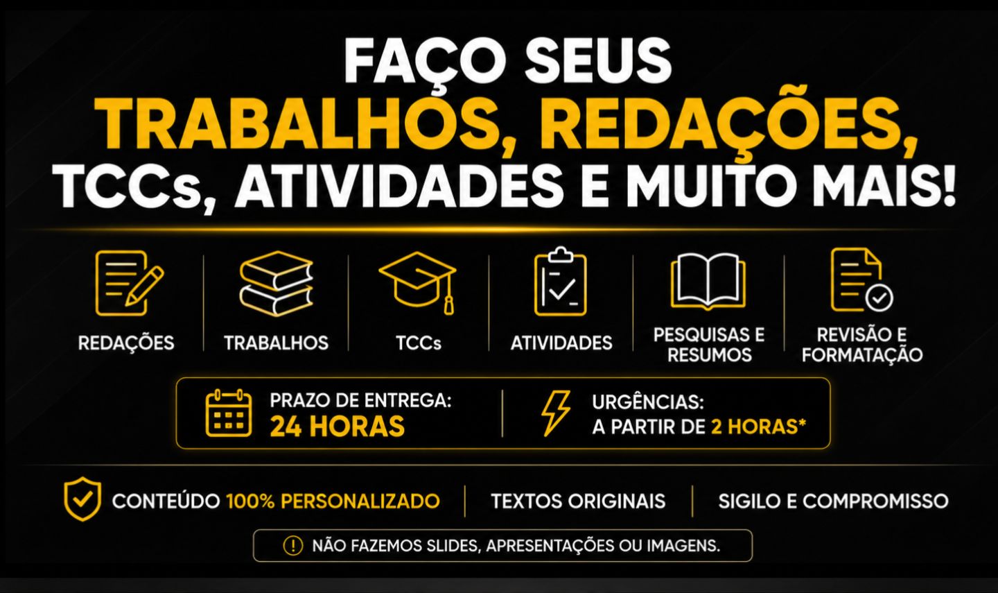 [MENOR PREÇO]FAÇO SEUS TRABALHOS, REDAÇÕES, TCCs, ATIVIDADES E MUITO MAIS