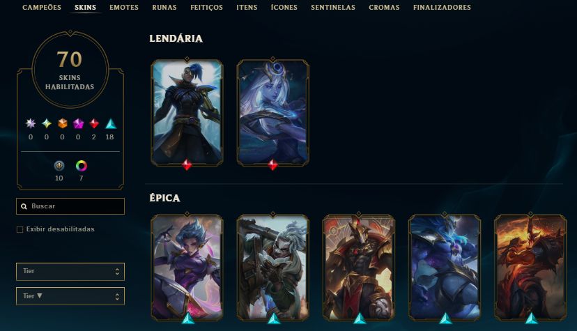 CONTA GOLD 3 / 35 SKINS / KAYN ODISSEIA / YASUO TINTA SOMBRIA COM MOLDURA