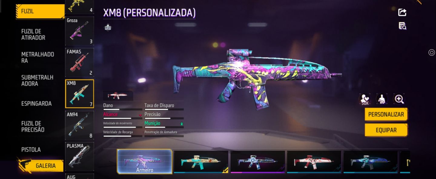 Conta Ff Mclaren + Naruto Nove-caudas + Angelical + UMP SAMURAI E XM8 ROXA