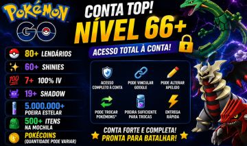 Conta Pokémon GO Nível 66+ | 80+ Lendários | 60+ Shinies | 5M+ Poeira Estelar