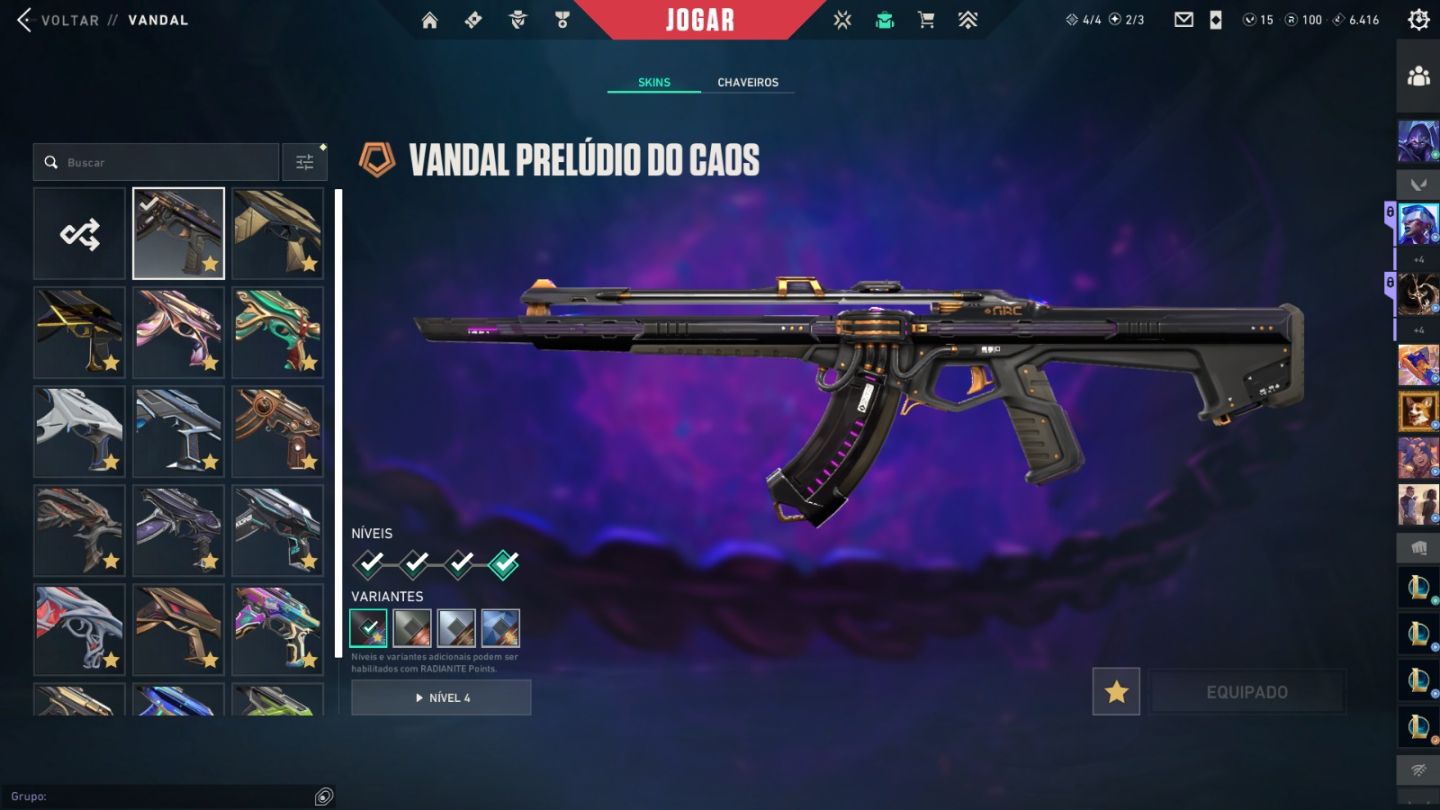 Conta plat3 com 13 vandal +7 facas (VCT Lock//In Misericórdia).