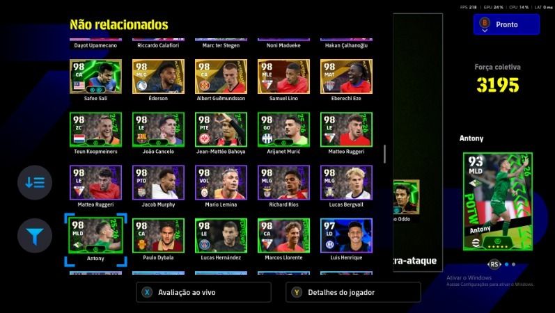 Conta com del Piero blitz curler, messi, etooEfootball pc/Steam