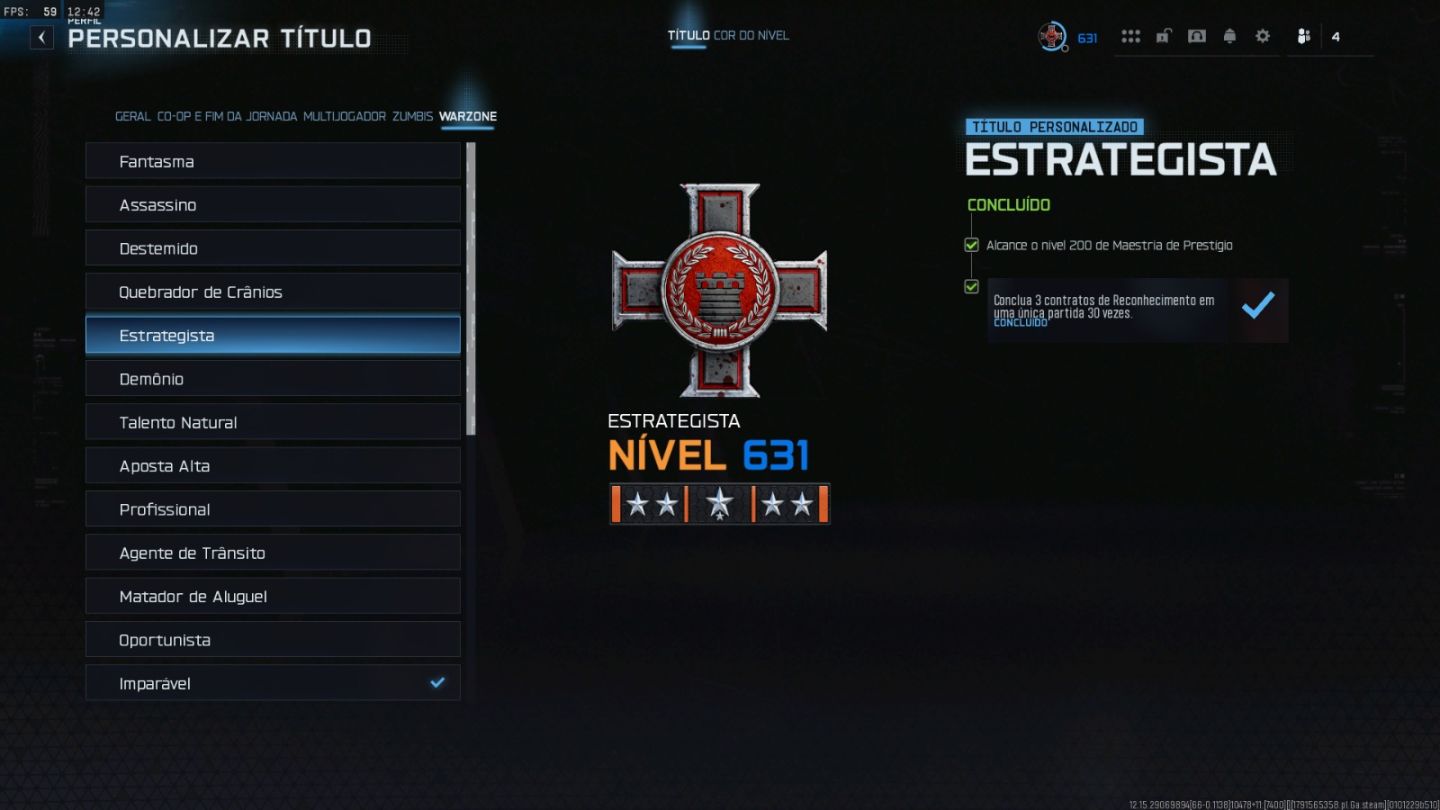 Conta warzone rara ( carmesin )