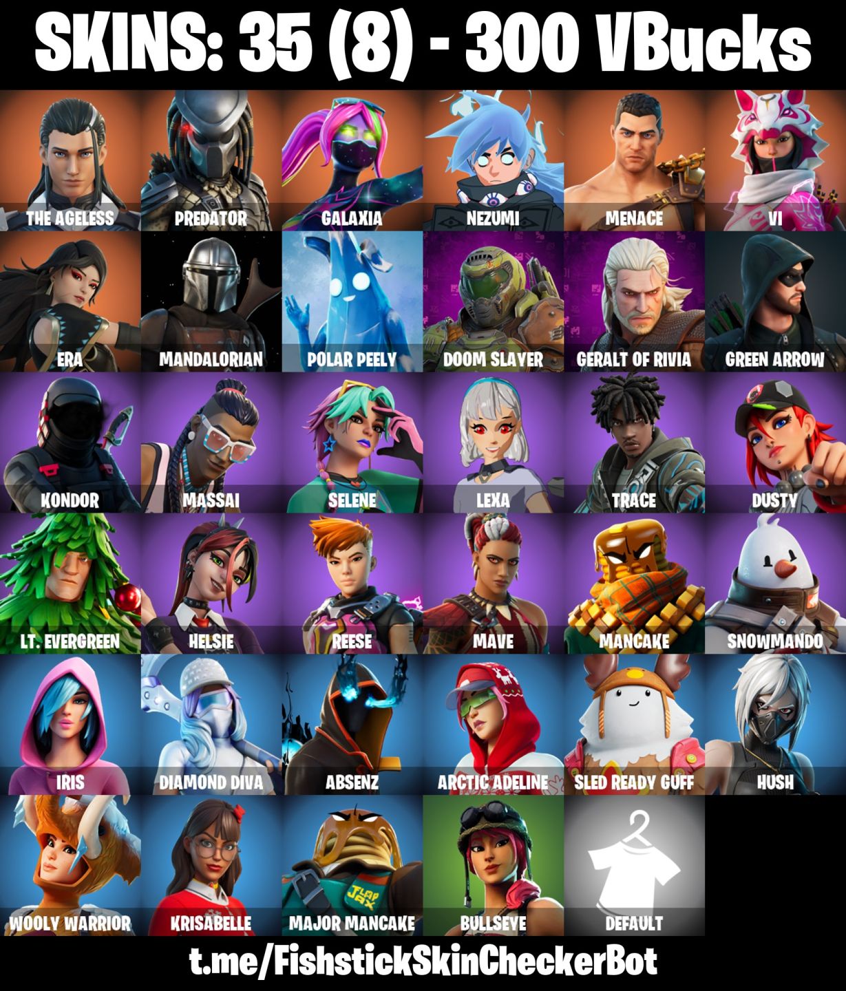 Conta Fortnite com The Ageless | Predator | Galaxia | Nezumi | Menace e 35 Skins
