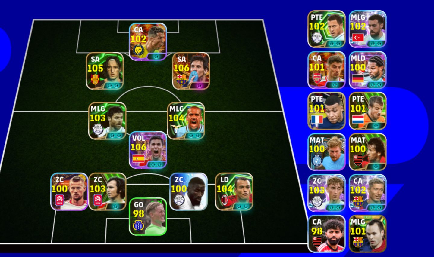 TIME EFOOTBALL MOBILE COM MESSI DA CHUTEIRA BIG TIME CR7 SHOW TIME E RODRI 106