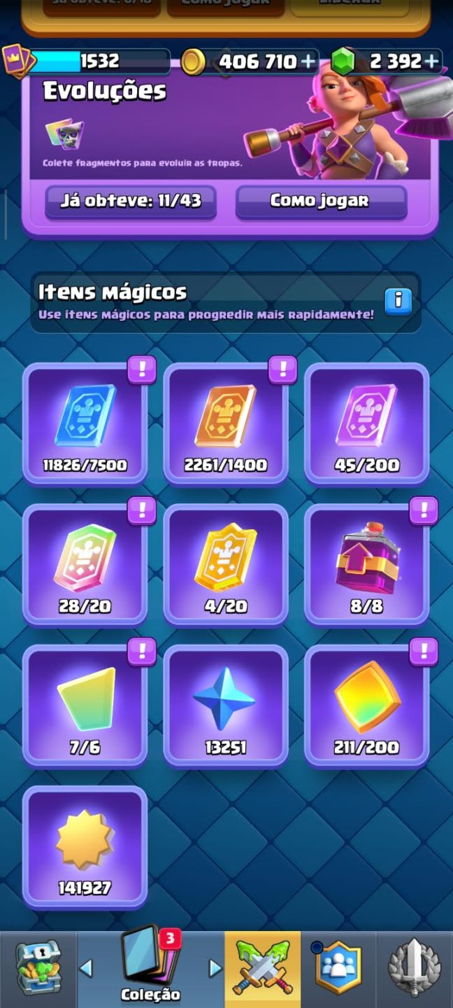 CONTA DE CLASH ROYALE BEM UPADA, DECK PRINCIPAL FULL 16