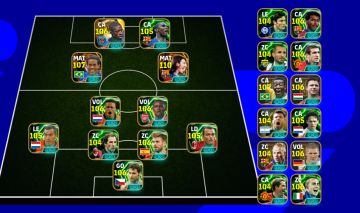 Conta braba de efootball com muitos épicos, time completo