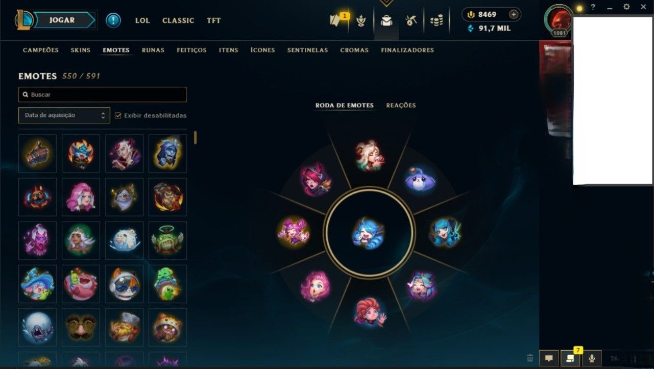 CONTA + 850 SKINS +500 CROMAS + 800 ICONES 500 EMOTES + TROCA DE NICK DISPONIVEL