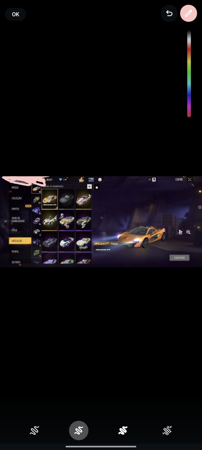Conta de fre fre com várias skins de armas atribuídas