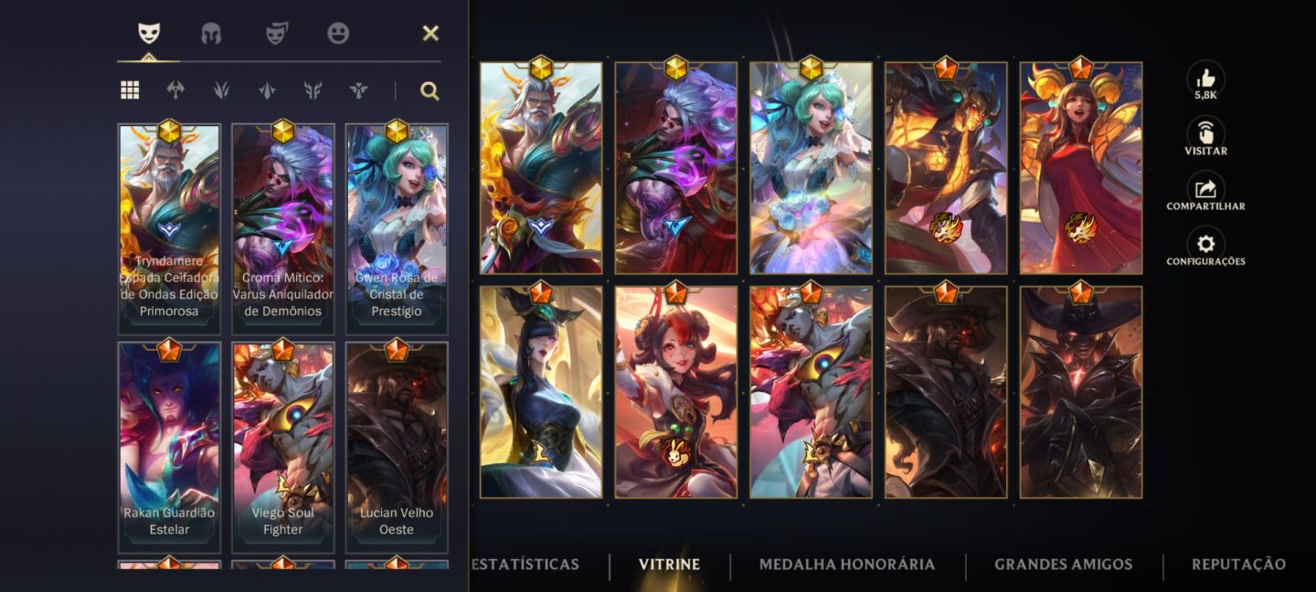 Conta de wild rift main selva com 175 skins + 35k de colecionador