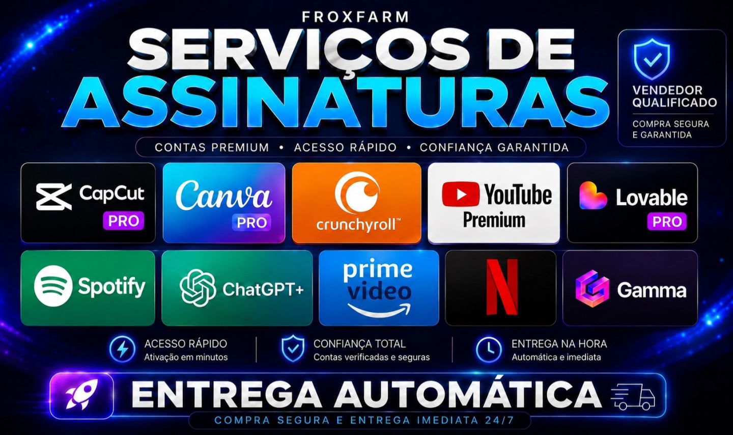 [PROMOÇÃO] - UFC/LOVABLE/AMAZON PRIME/NETFLIX/CANVA/CRUNCHYROLL/SPOTIFY