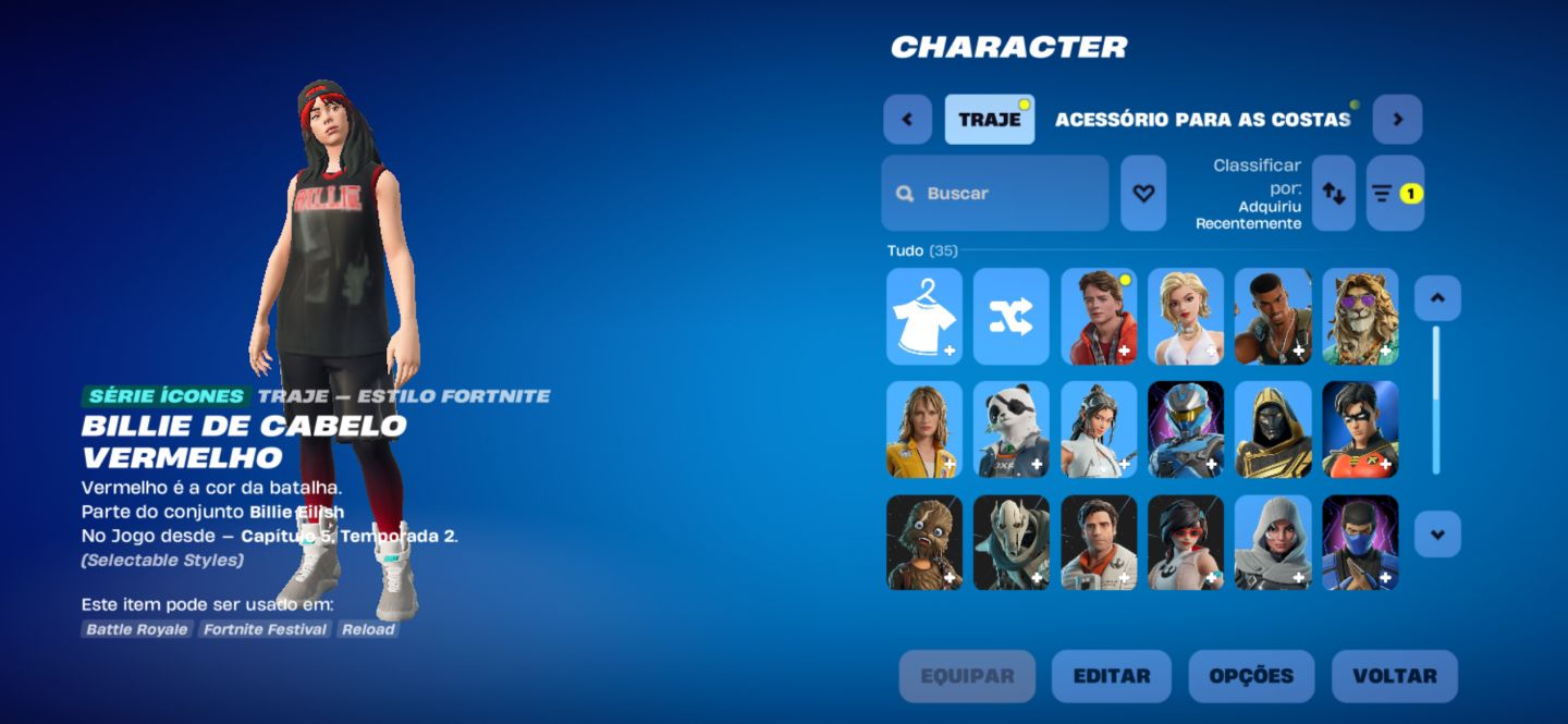 CONTA FORTNITE /// BILLIE ELISH /// SKINS STAR WARS