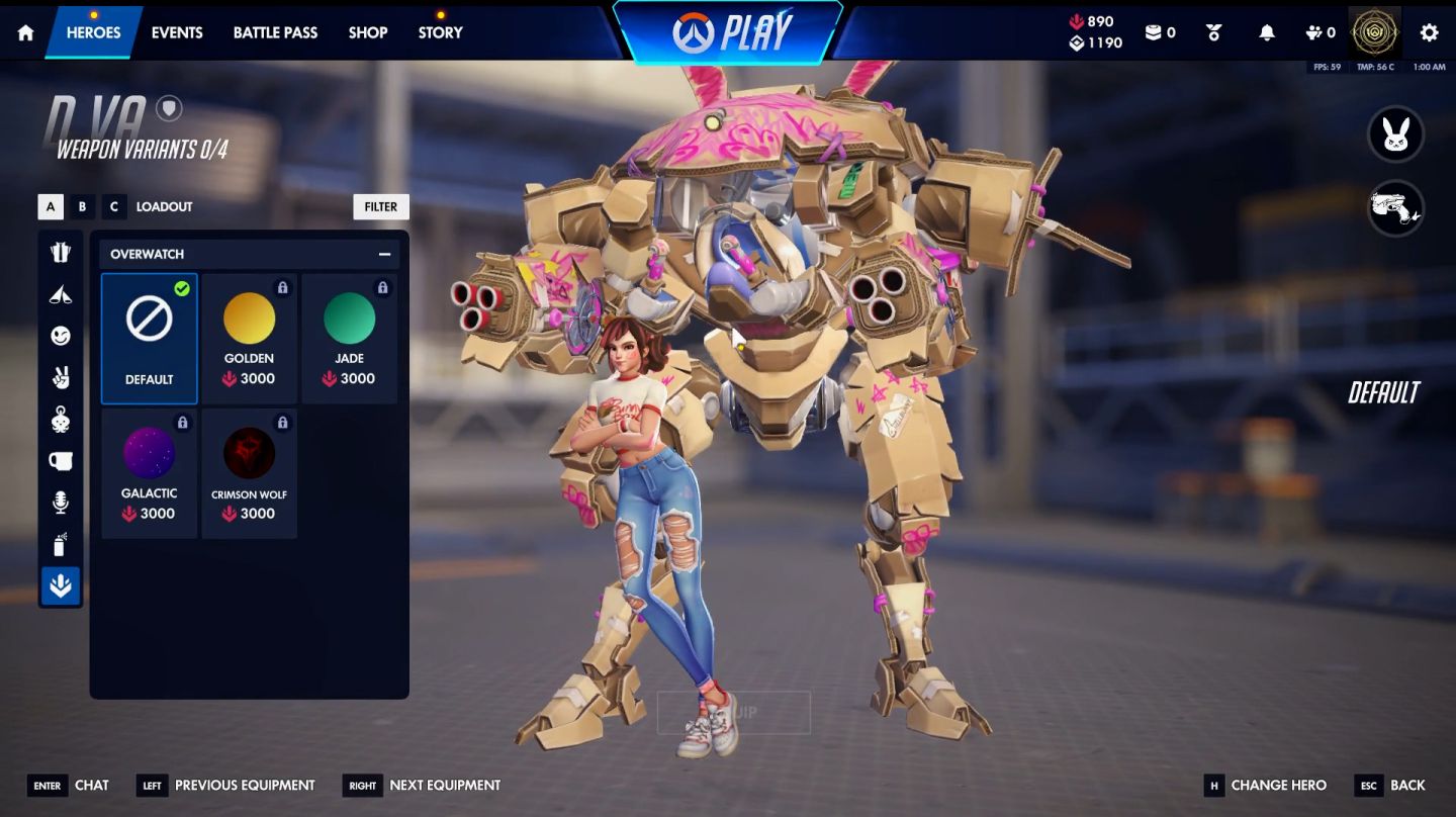 Conta OW com várias skins e prismas