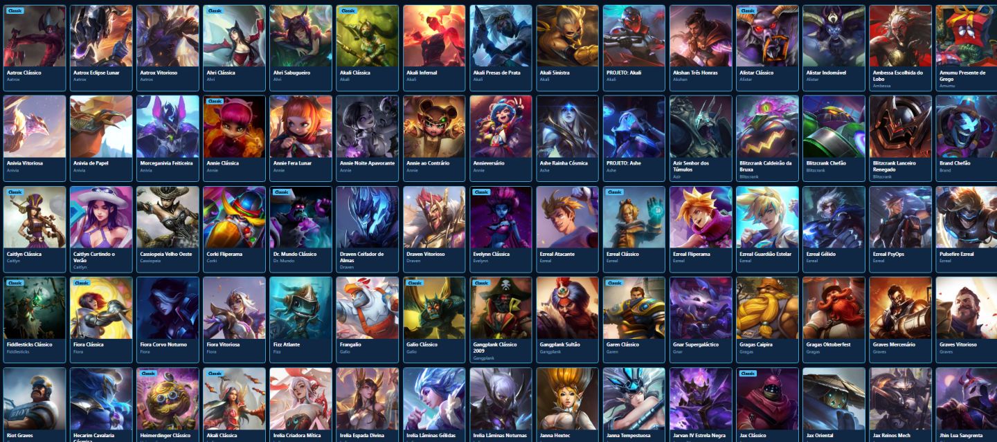 LEAGUE OF LEGENDS 226 SKINS NIVEL 641 GOLD FULL CHAMP