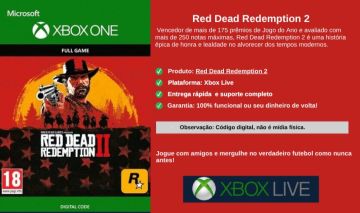 Red Dead Redemption 2 - CÓDIGO 25 DÍGITOS (XBOX ONE / SERIES X|S)
