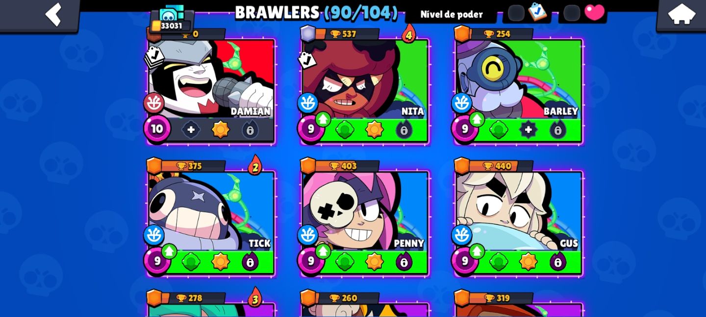 CONTA BRAWL STARS 90 BRAWLERS