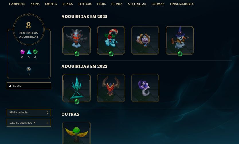 CONTA GOLD 3 / 35 SKINS / KAYN ODISSEIA / YASUO TINTA SOMBRIA COM MOLDURA
