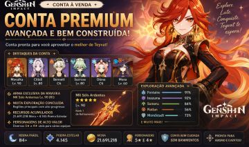 CONTA DE GENSHIN AR56 COM 4 PERSONAGENS LIMITADOS MAIS BIS DA MAVUIKA