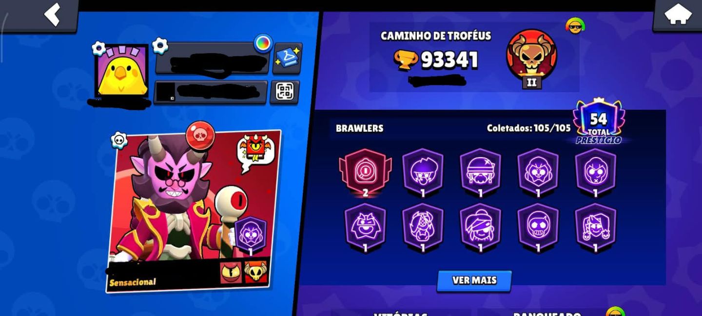 Conta de brawl stars muito upada de 2020 105/105 brawlers 96 level 11