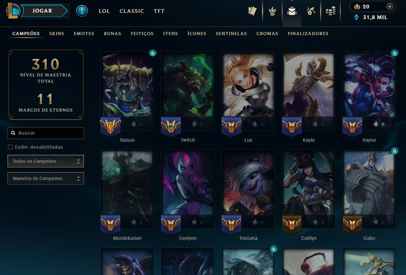 CONTA DE 2024 - 84 SKINS - LVL 105 - 107 CAMPEÕES - 31K DE EA - 26 CROMAS