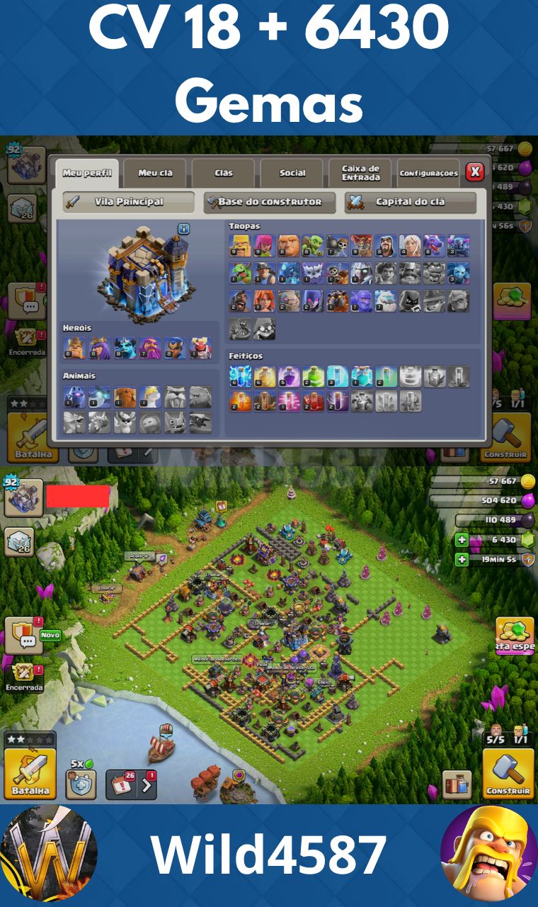 CONTAS CLASH OF CLANS - MENOR PREÇO - ENTREGA AUTOMÁTICA - WILD4587