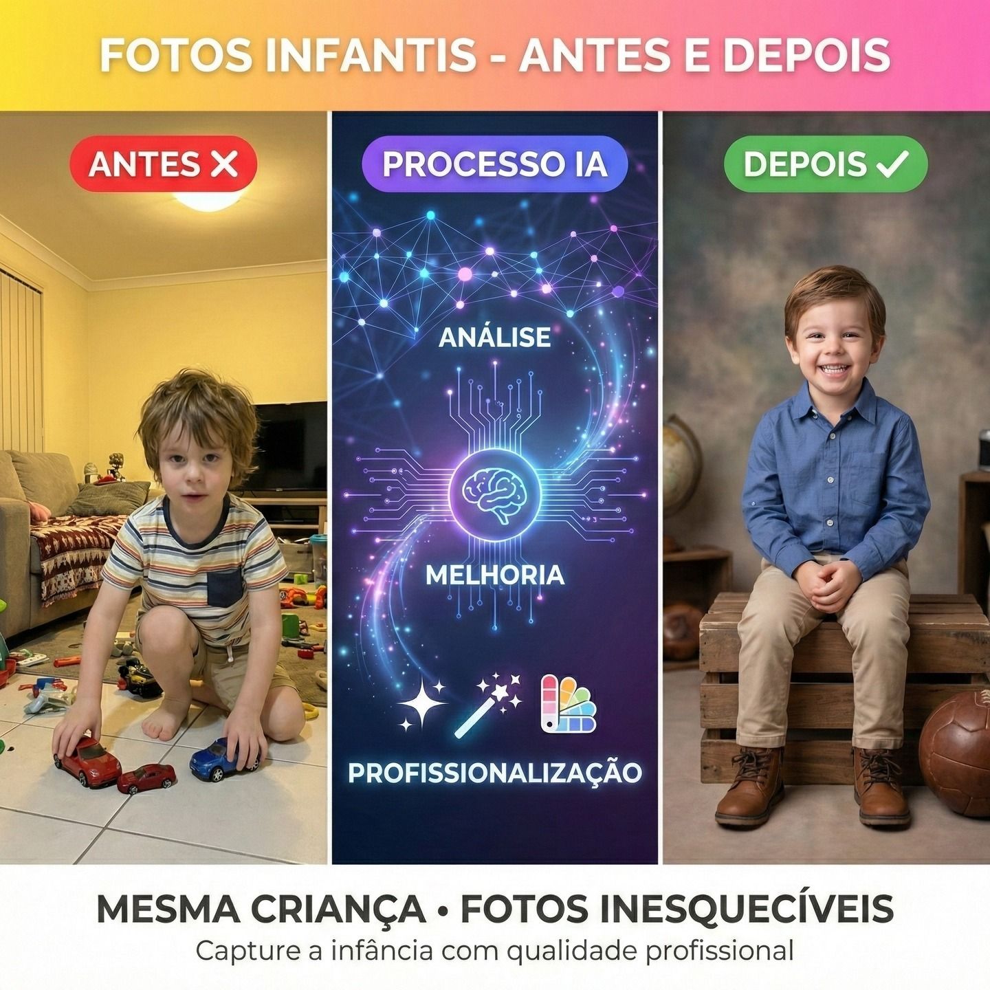 CRIO ENSAIO FOTÓGRAFICO PROFISSIONAL OU ARTÍSTICA COM IA (ESTILOS VARIADOS)