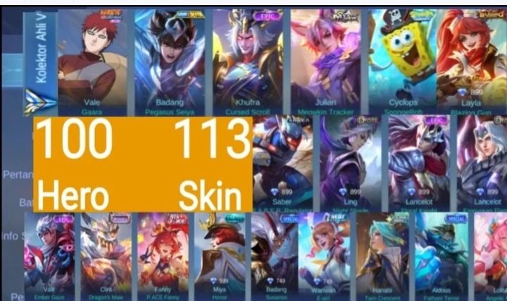 Conta Mlbb quase Full - vale Gara, Bob esponja, seiya