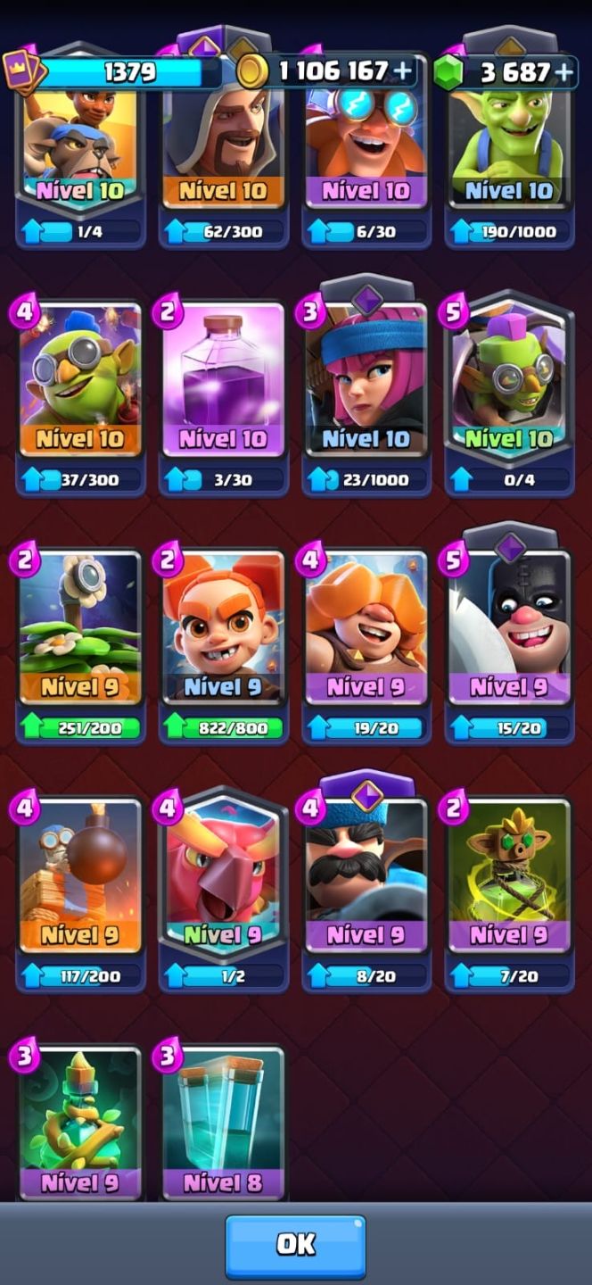Conta Clash Royale mto boa arena 21 com quase todas as cartas oferta