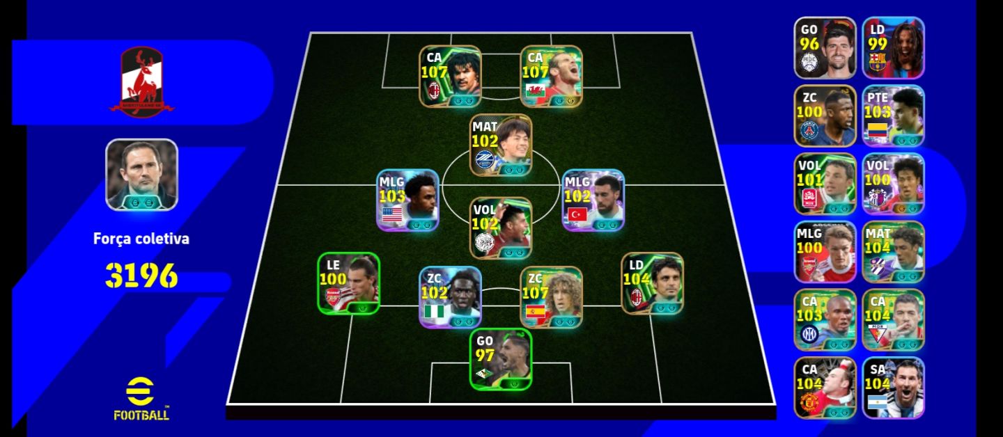 Conta de efootball com Gullit, Bale e Puyol