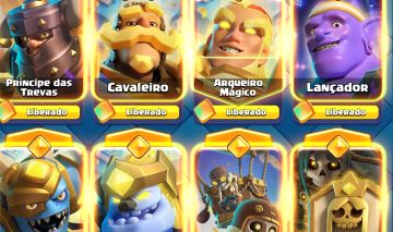 Clash Royale | 12.590 troféus | 564K ouro | 10/16 heróis | 21 evoluções