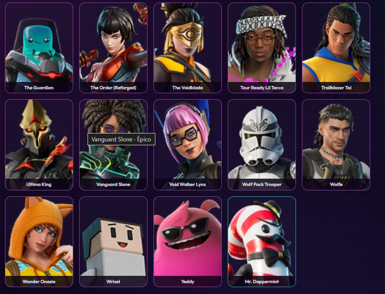 Conta com 74 skins e 101 picaretas