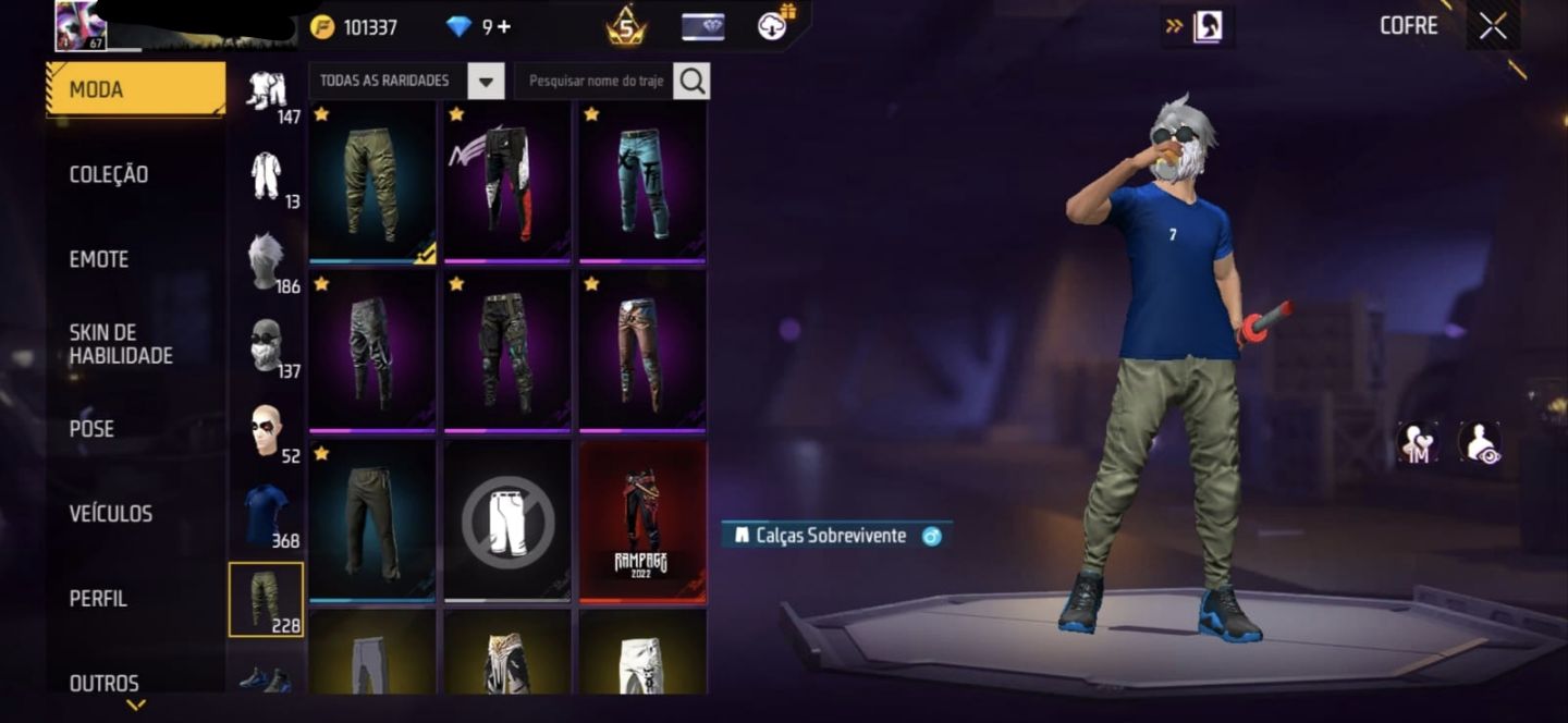CONTA FREE FIRE BRABA com top dino sobra roxa e muito mais e evolutivas!!!!!