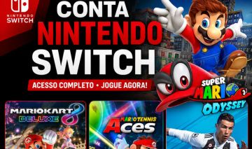 Conta Nintendo (Mario Odyssey + Mario Kart 8 Deluxe + Mario Tennis ACES)
