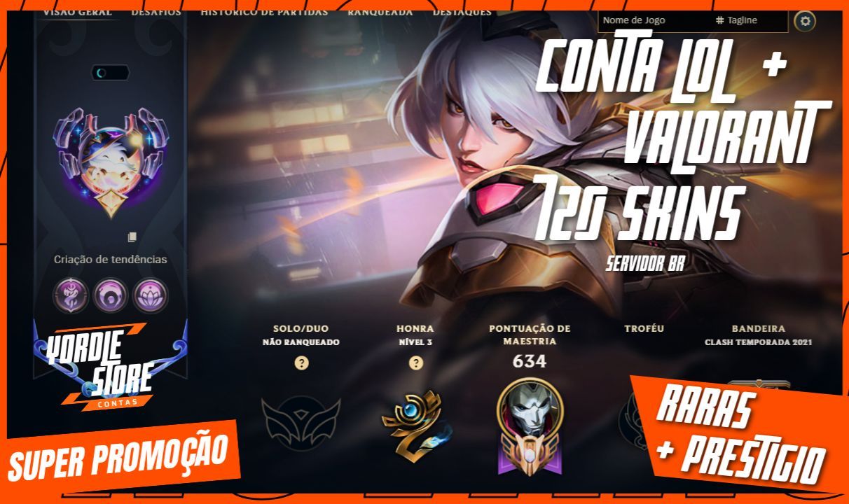 CONTA LOL 2013 + VALORANT | 720 SKINS | ANCIFOGO + ONI + PRESTÍGIO