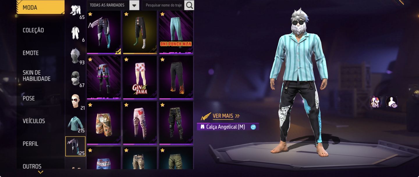 PÉ DESCALÇO+CALÇA ANGELICAL+ONE PUNCH MAN+2 PUNHOS+SKINS DE ANIME CONTA ANTIGA