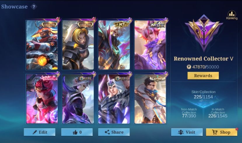 Conta Mobile Legends Lendary | 225 Skins | 133 Heróis | Collector Yi Sun-Shin