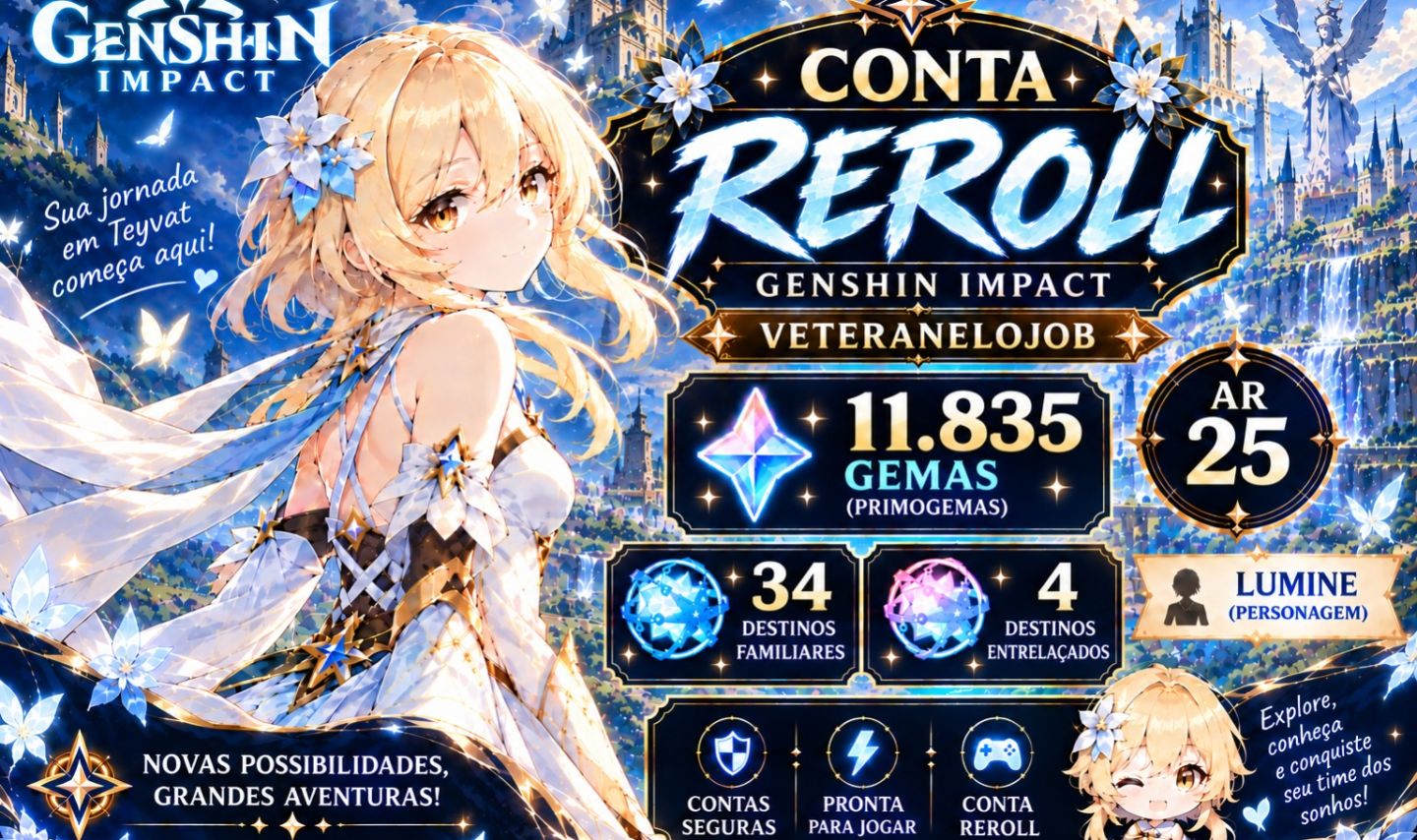 Conta Genshin Impact América Ar25 + 11.835 Primogems + 110 Pulls