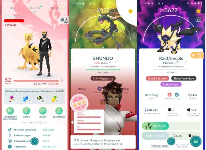 CONTA POKEMON GO LEVEL 52 | 103 LENDARIO | 120 BRILHANTE | RAYQUAZA SHINY IV100