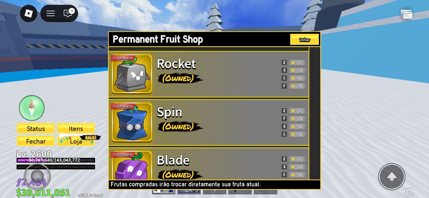Conta Blox Fruits FULL ENDGAME Dark Blade + V4 FULL + Frutas Raras.
