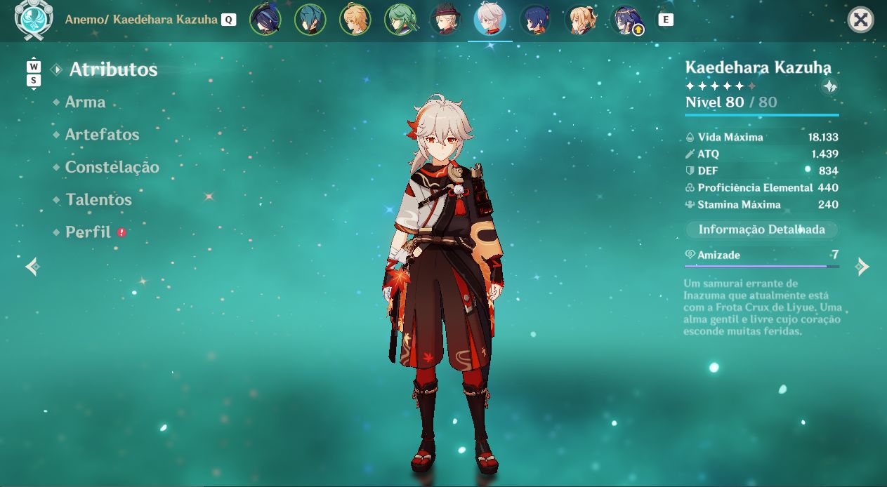 AR 52 LEYNEY + BIS / KAZUHA + CLORINDE + 5 PERSONAGENS 5 ESTRELA