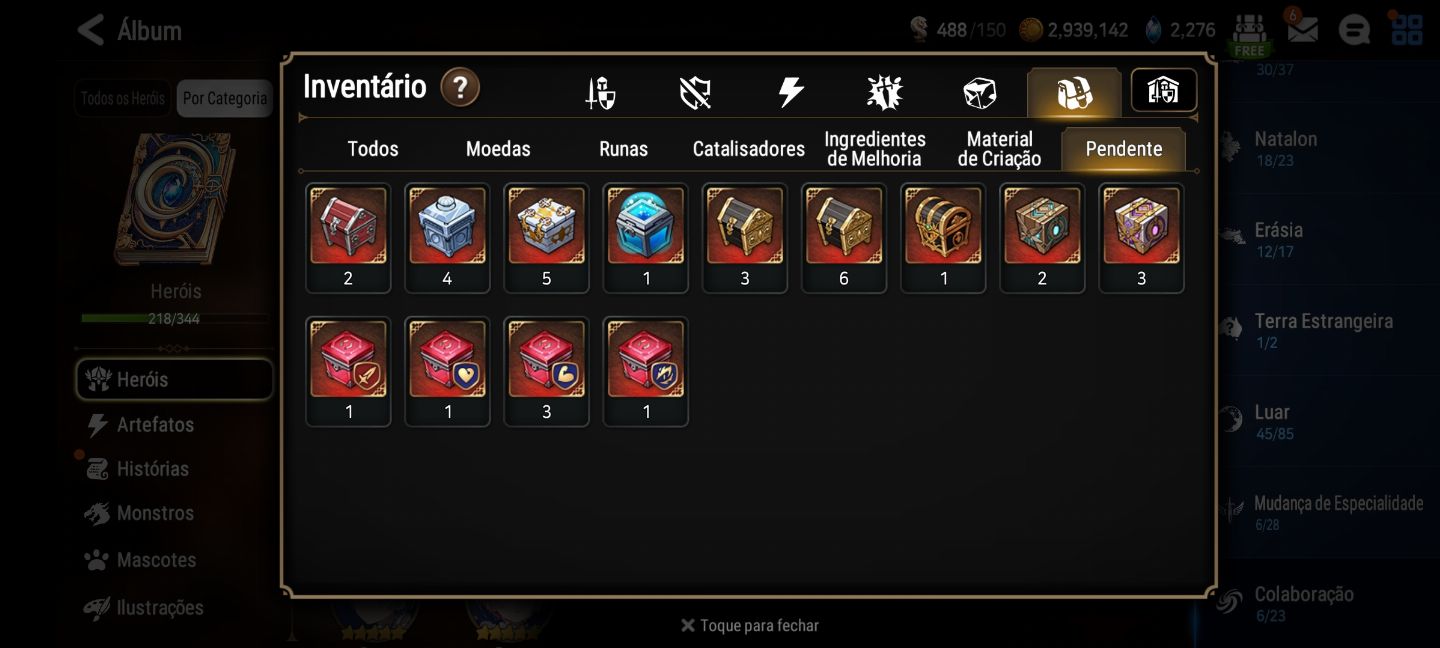 [EPIC SEVEN] CONTA MIDGAME. ALGUNS ML E LIMITADOS.